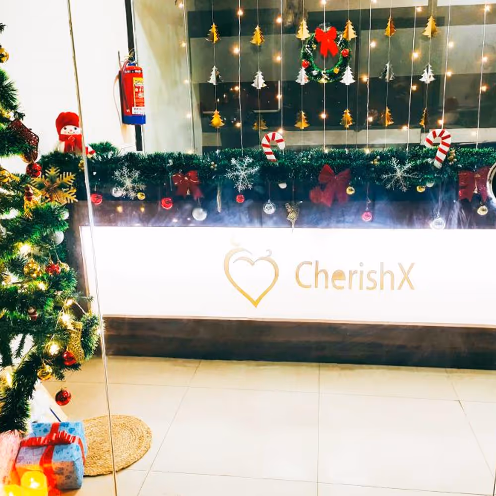 Christmas decor, featuring a 6-ft tree adorned with gift boxes, twinkling snow LED lights,