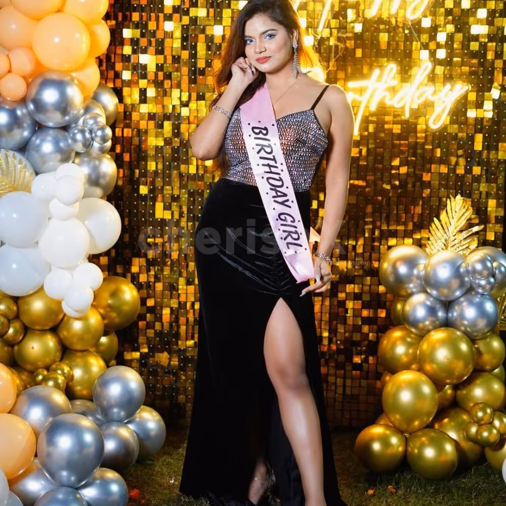 Golden sequin neon decor for birthday