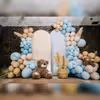 Every corner of this space invites you to click, smile, and revel in the magic of this subtly captivating blue and brown balloon theme.