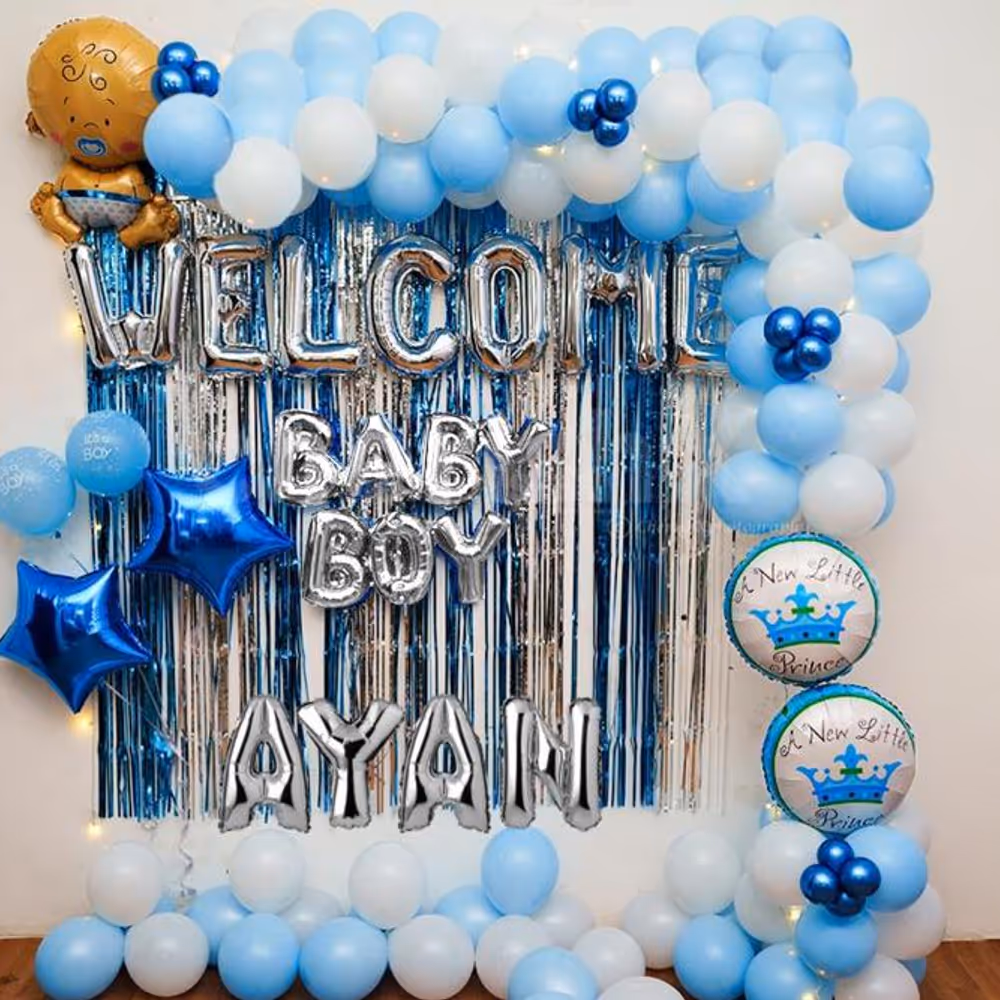 Blue and white themed baby boy decor by CherishX.