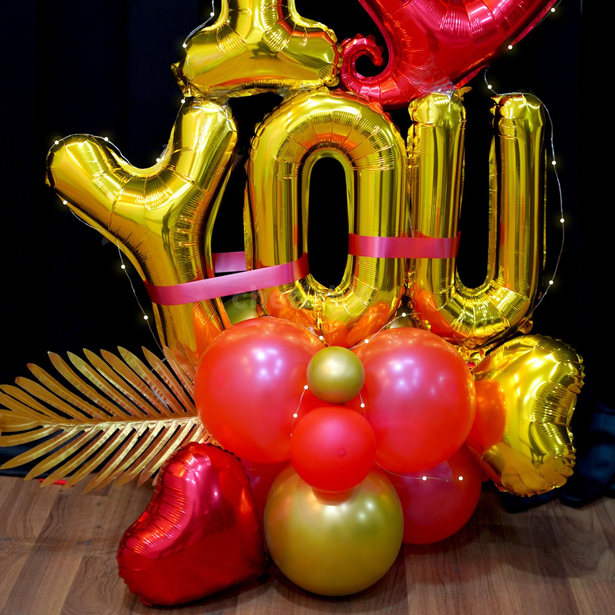 Warm LED Lights Illuminate I Love You Balloon Bouquet