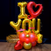 Red Hollow Heart Foil Balloon in I Love You Balloon Bouquet