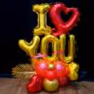 Red Hollow Heart Foil Balloon in I Love You Balloon Bouquet