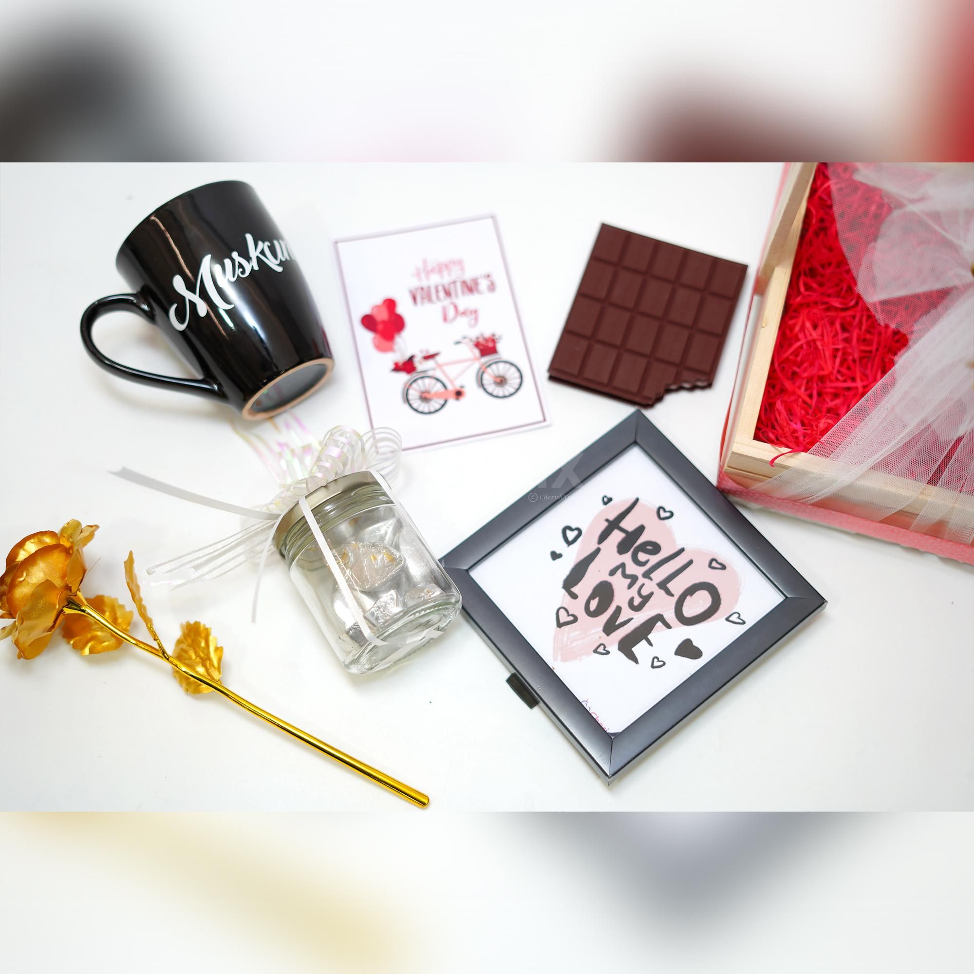Golden Metal Rose, a Charming Addition to Sweet Love Valentine Hamper