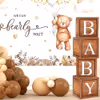 Simple white and brown baby shower decoration