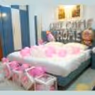 Baby girl welcome decoration pink and white at home