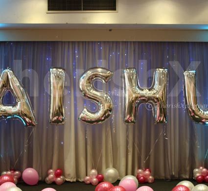 Add 16 inch Letter foil balloon (add qty as per no. of chars)