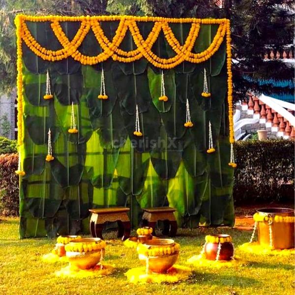 Simple Haldi decoration setup