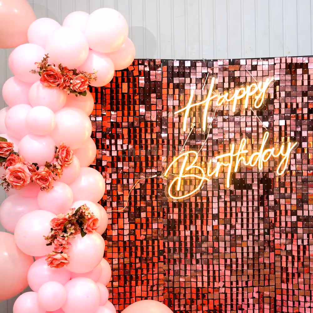 The delicate artificial white flowers accentuate the decor and set the tone for a birthday celebration like no other.