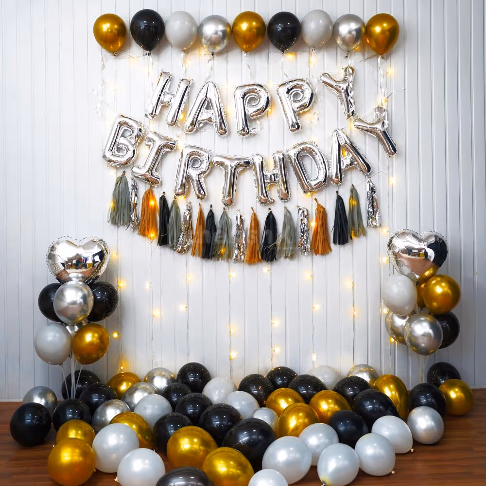 Black and gray Birthday Balloon Decoration