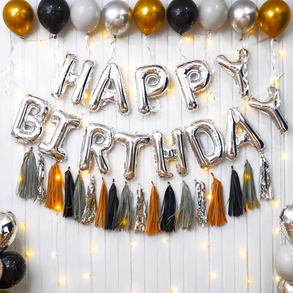 Black and grey balloon decoration ideas indoor