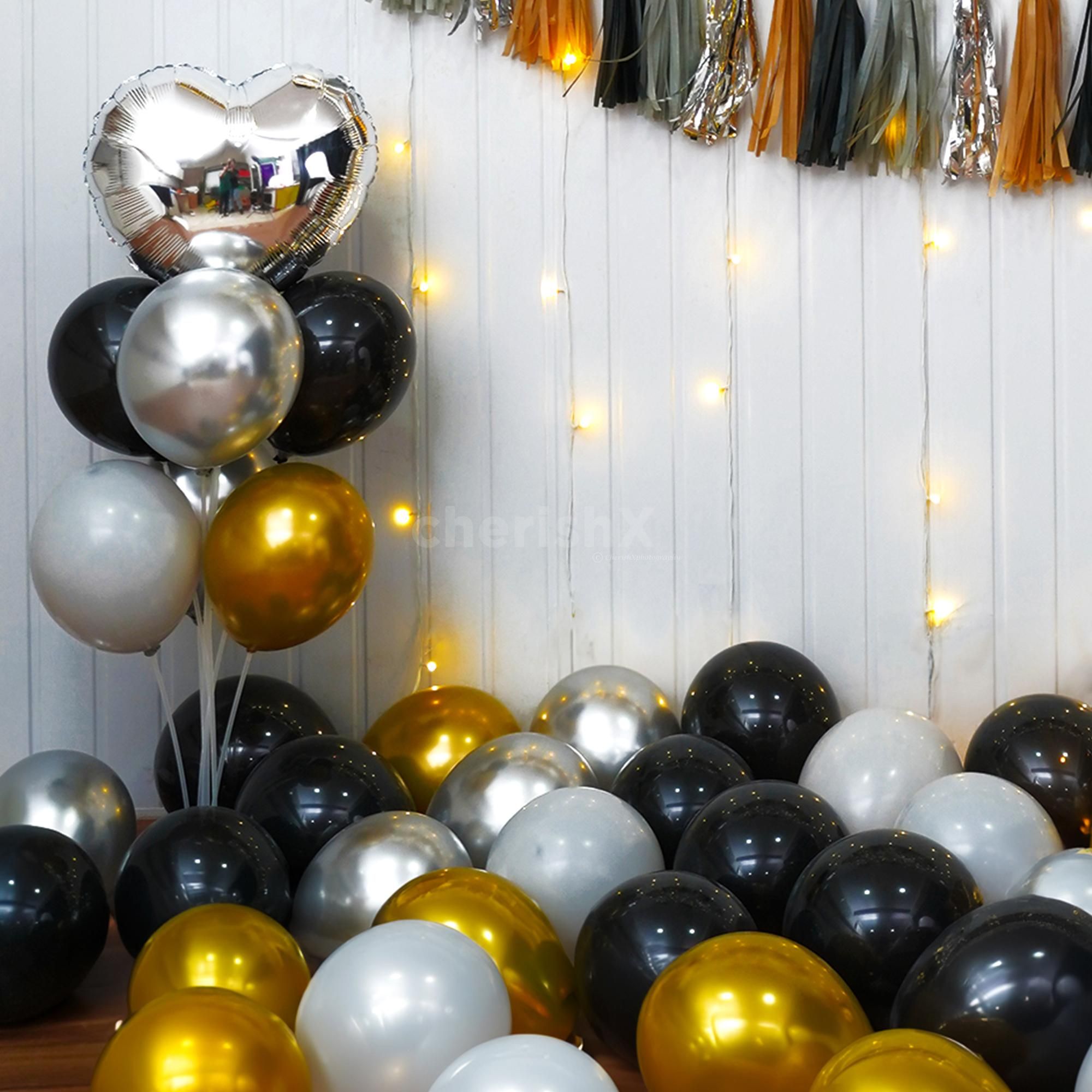 Black and grey balloon decoration ideas outdoor