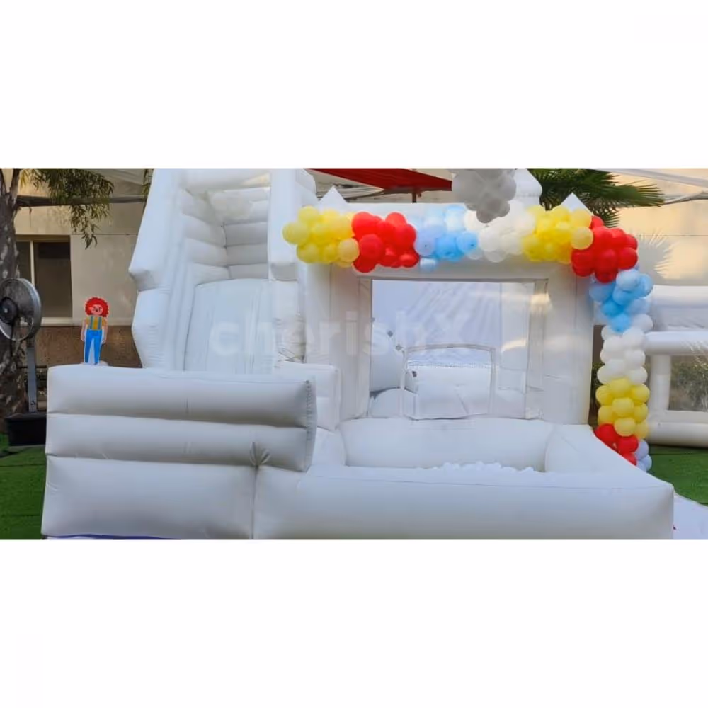 Pastel bouncy slide for kids birthday ideas indoor outdoor