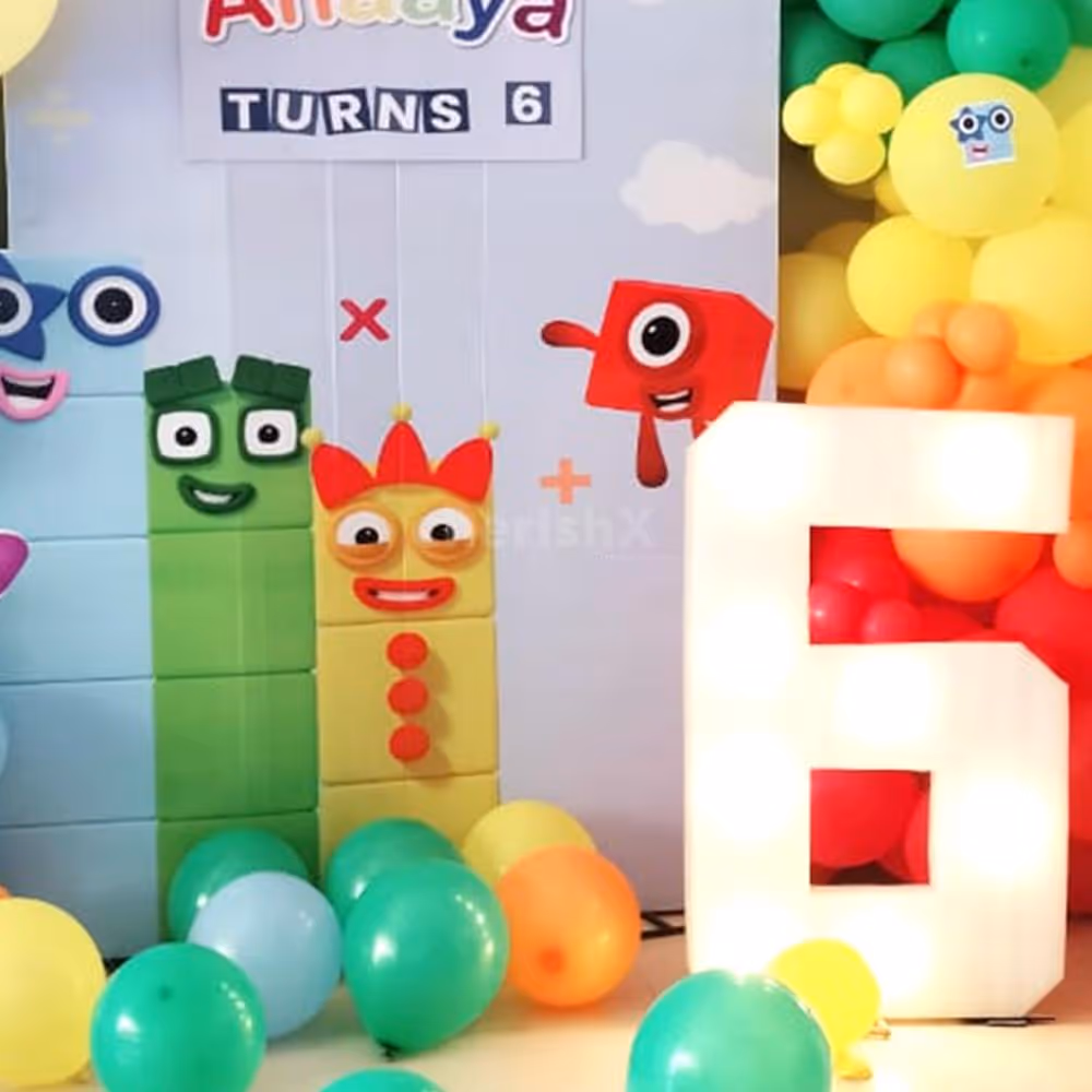Rainbow Math Madness Number Block Decor