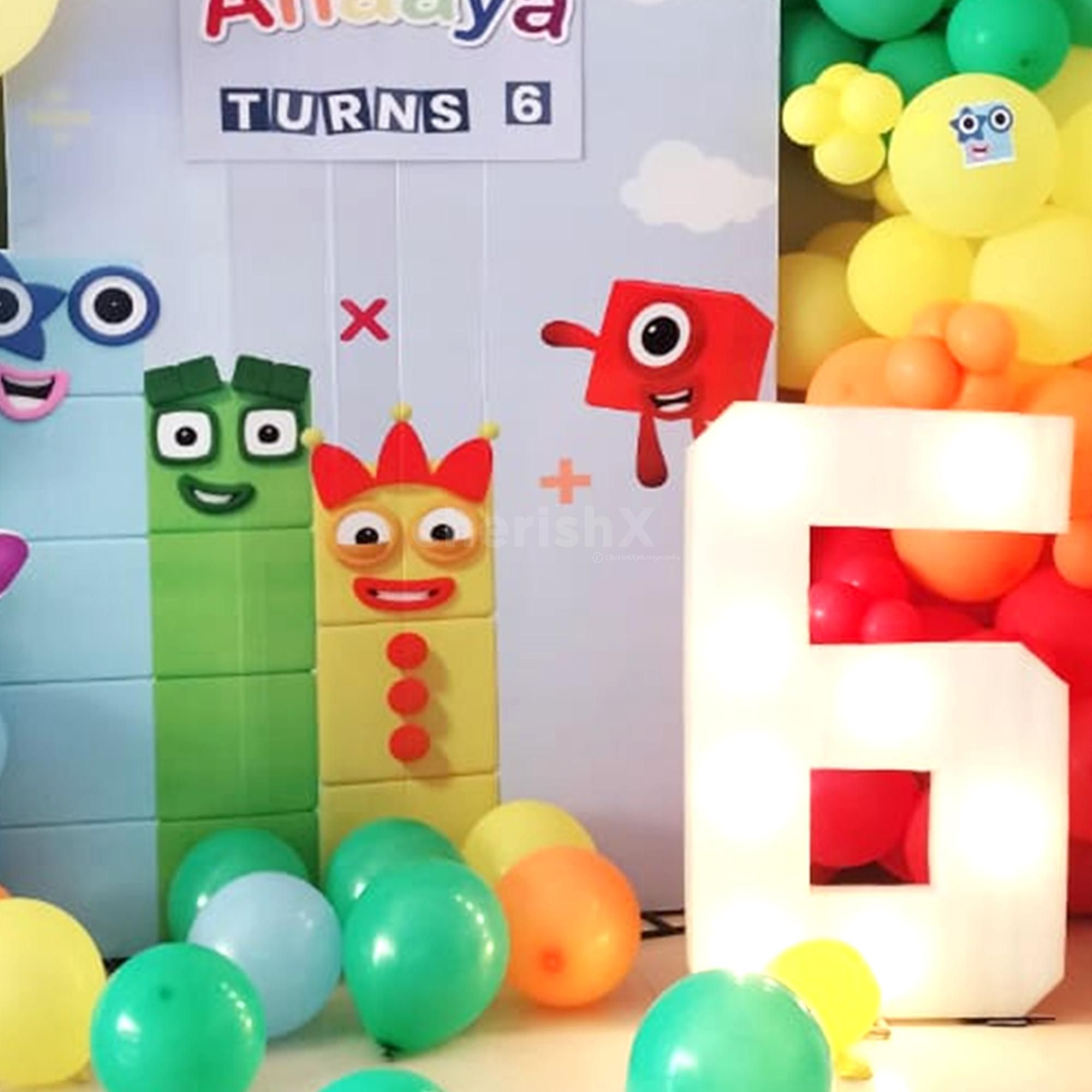 Rainbow Math Madness Number Block Decor