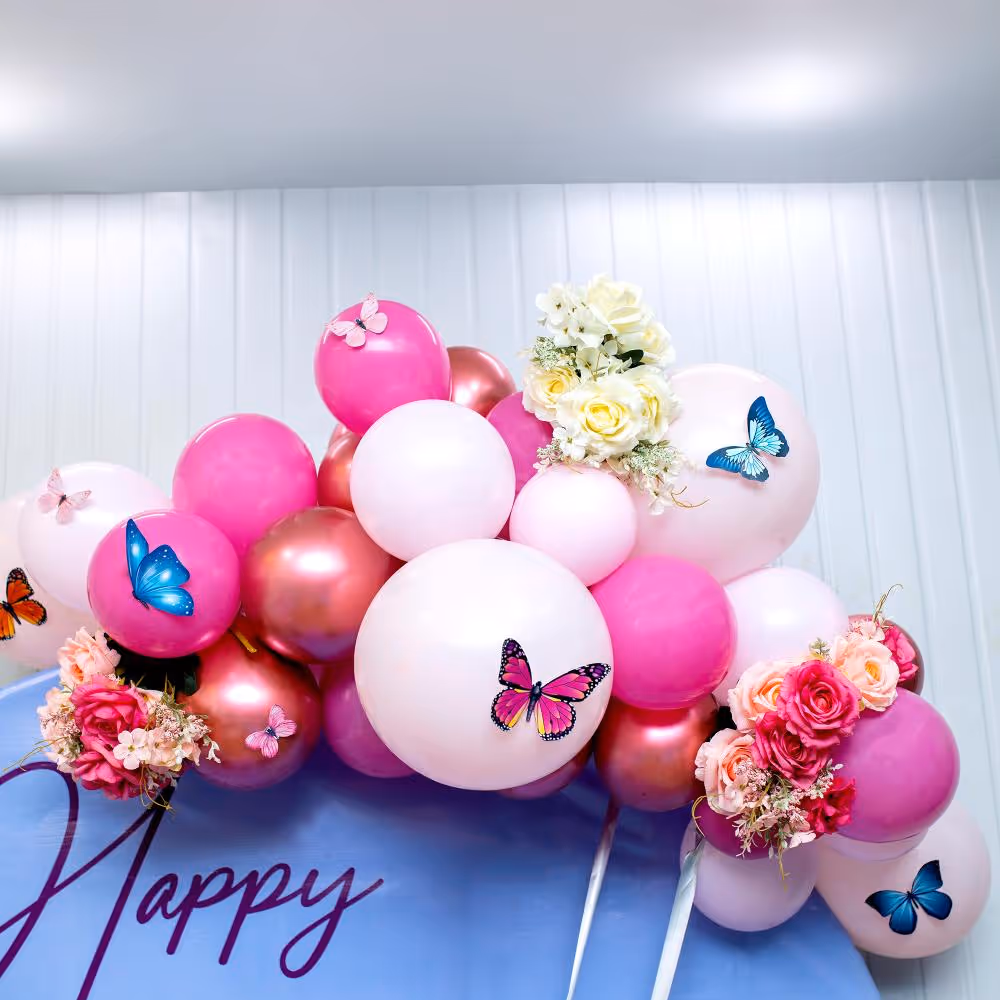 Enchanting Elephant Celebration: Pink & Purple Balloon Delight