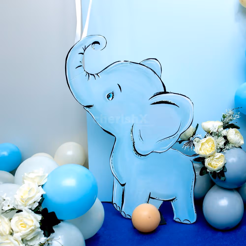 Whimsical Elephant Birthday: Apricot Balloon Adventure