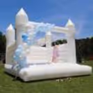 Pastel White Bouncy Slide For Kids Birthday Party — photo 2