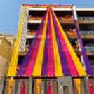 Elegant house front draping decor, perfect for weddings, festivals, birthdays, and grand entrances.