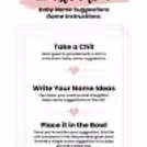 Name suggestion baby shower game: Instruction Card