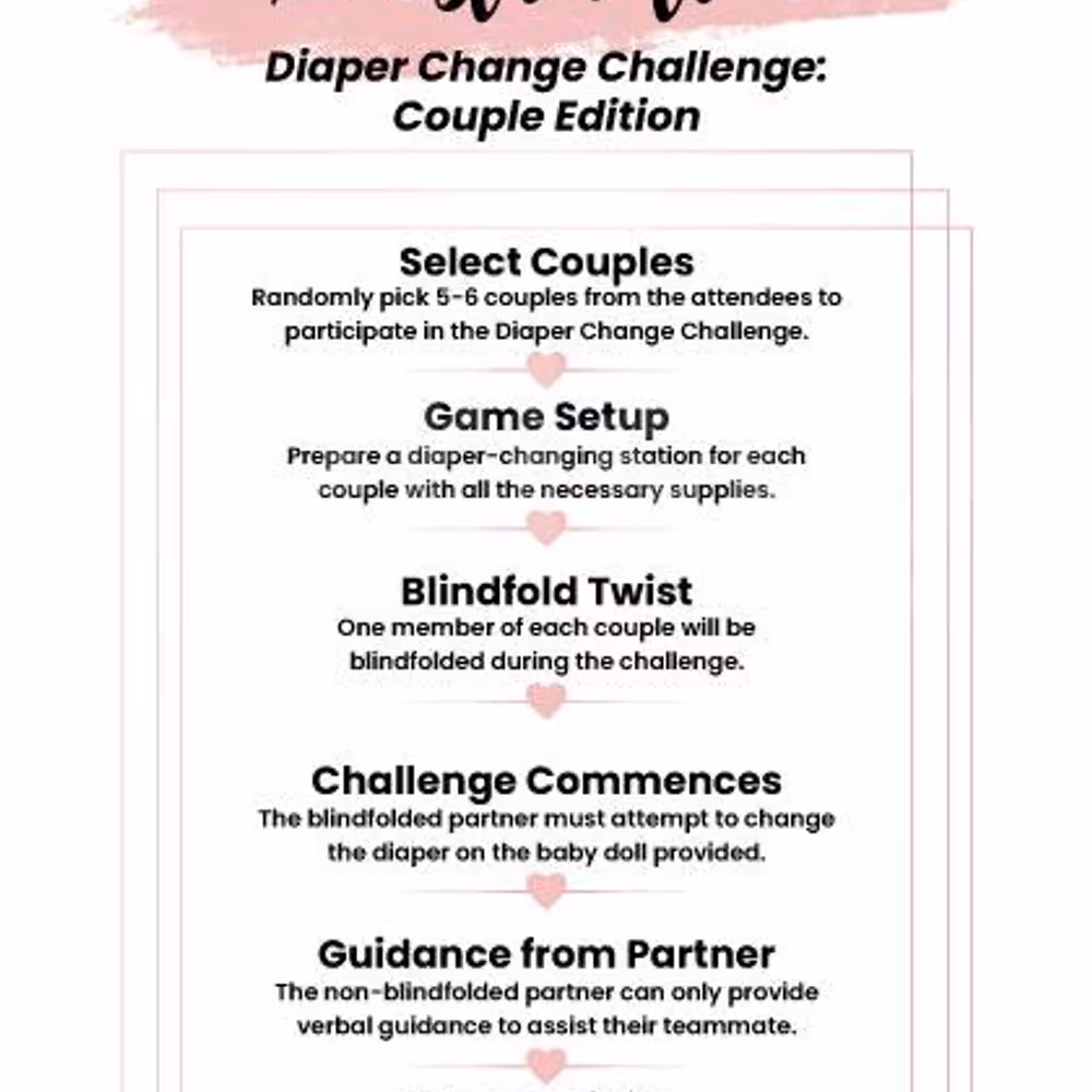 Baby shower diaper game Instruction Card