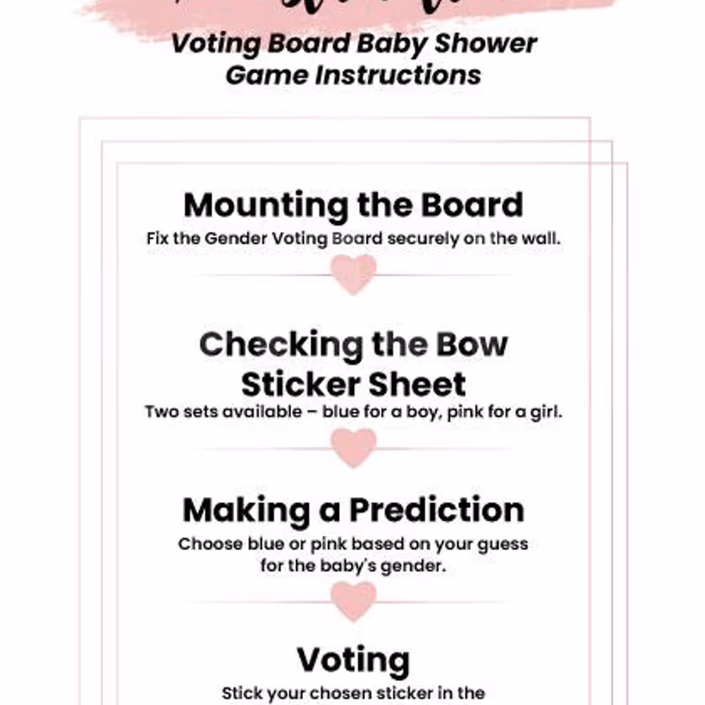 Baby shower game guess the baby instruction card