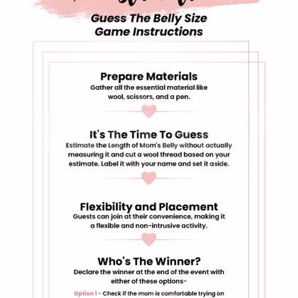 Guess the belly baby shower game instruction card