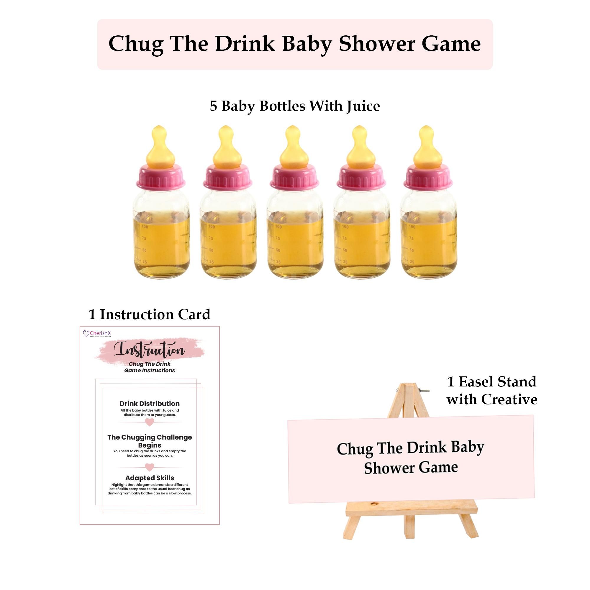 Baby shower game chug the drink inclusions chart
