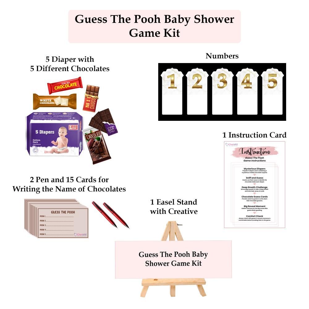 Guess the pooh baby shower game inclusions chart