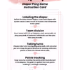 Diaper pong baby shower game instruction card