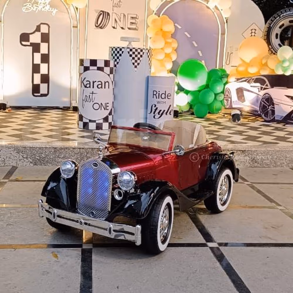 Watch the little ones' faces light up with joy as they embark on a magical journey in our vintage car.