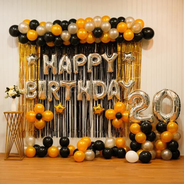 Celebrate in Style with Our Glitzy Silver and Golden Balloon Decor