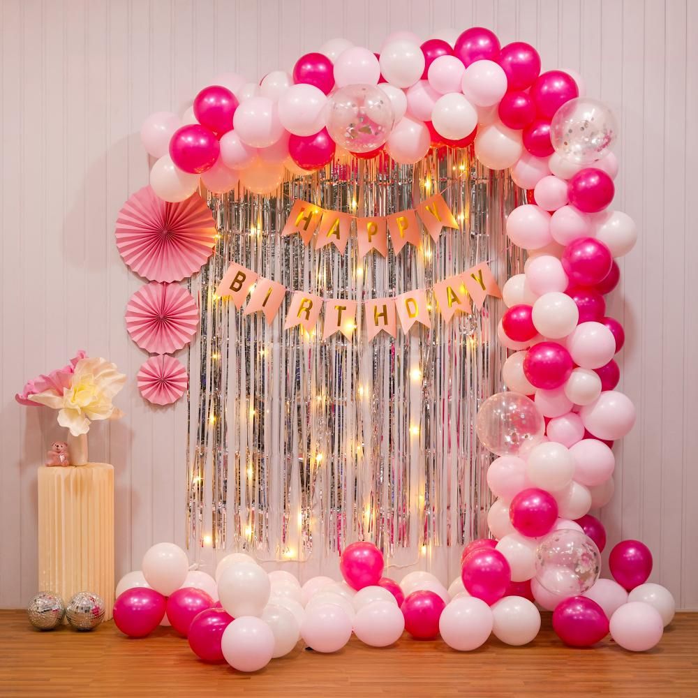 Celebrate in Style with Our Pink and White Balloon Decor
