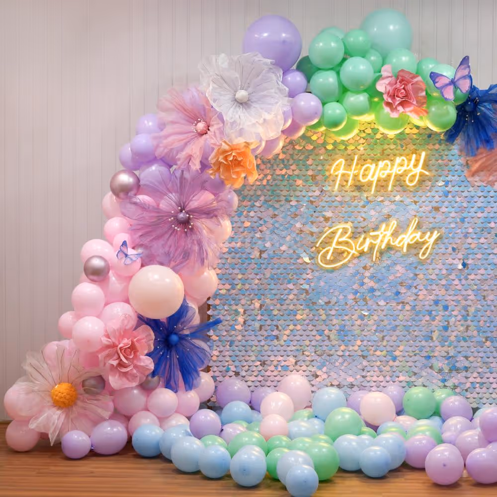 Celebrate your special day surrounded by the charm of pastel hues and exquisite flowers