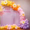 Capturing the essence of celebration with flowers and pastel balloons