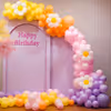 Capturing the essence of celebration with flowers and pastel balloons