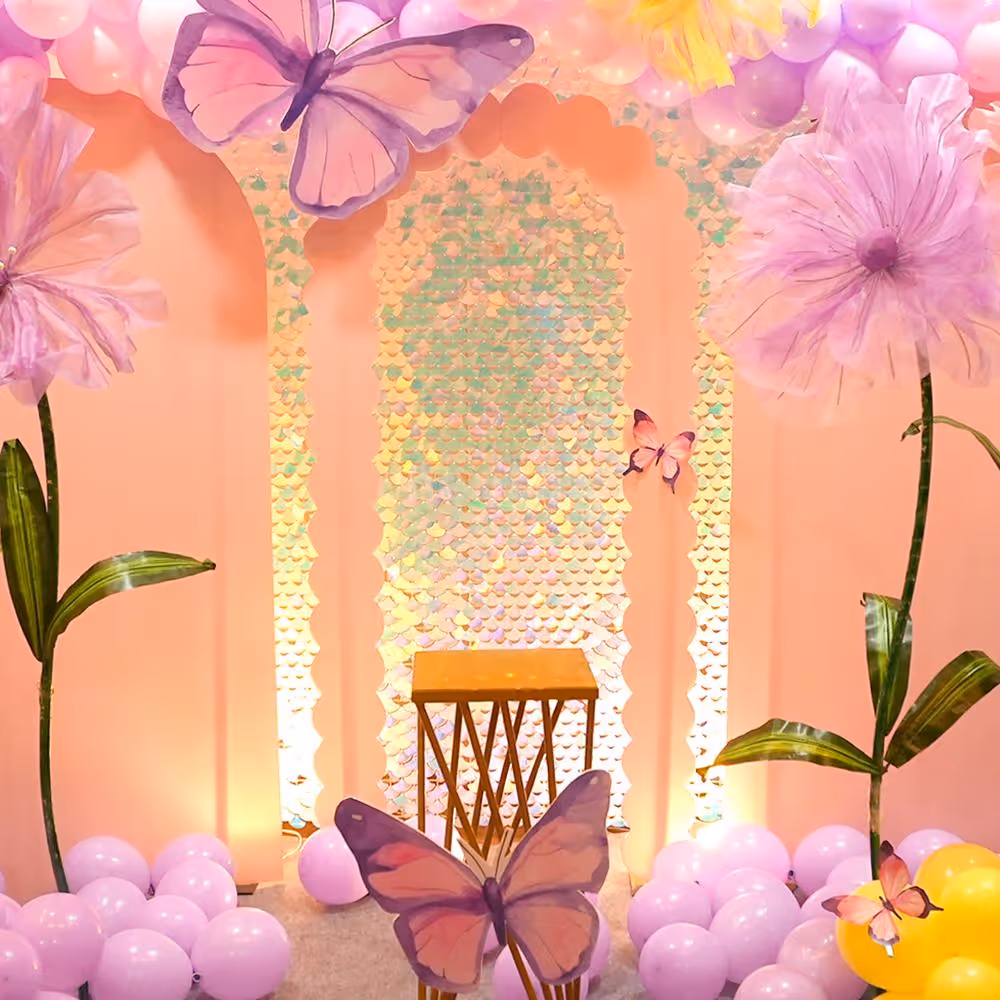 Step into a world of enchantment with our premium flower and butterfly decor