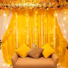 Stunning backdrop decor featuring high-quality artificial flowers and charming hanging props.