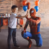 Spider-Man Stunt Master greets excited kids at the party!