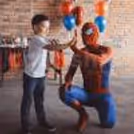 Spider-Man Stunt Master greets excited kids at the party!