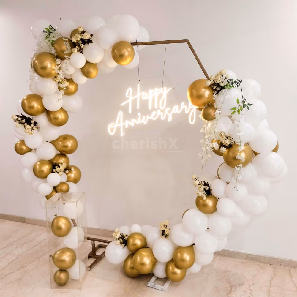 A Unique White theme decor with Hexagon Backdrop by CherishX!