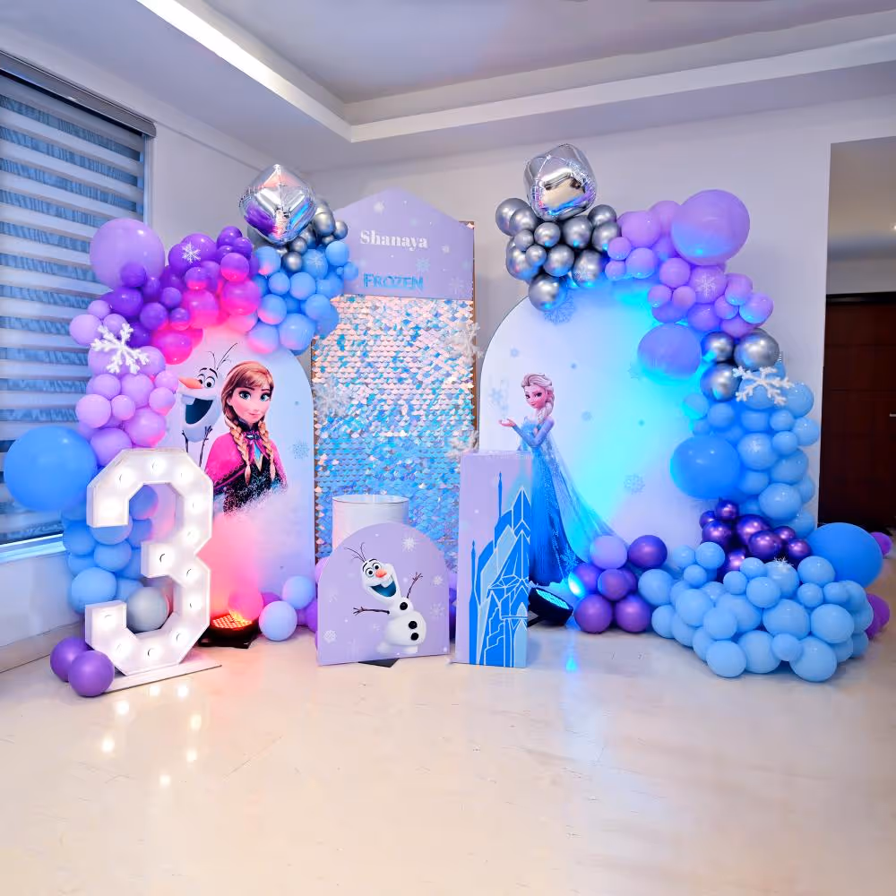 Chilling with Elsa and friends at our Frozen birthday bash.