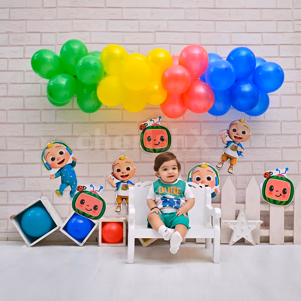 Charming Delight: Baby’s joyful expression in a beautifully styled scene.