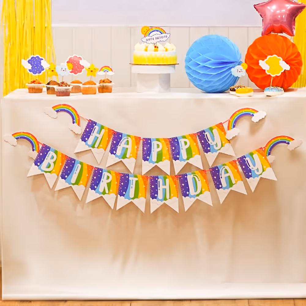 Colorful balloon arch for a joyous entrance.