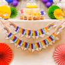 Colorful Rainbow Happy Birthday Bunting sets the perfect party backdrop