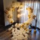 Elegant White Hexagon Birthday Neon Backdrop — photo 6