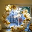Elegant White Hexagon Birthday Neon Backdrop — photo 5