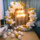 Elegant White Hexagon Birthday Neon Backdrop — photo 8