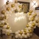 Elegant White Hexagon Birthday Neon Backdrop — photo 4