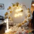 Elegant White Hexagon Birthday Neon Backdrop — photo 7